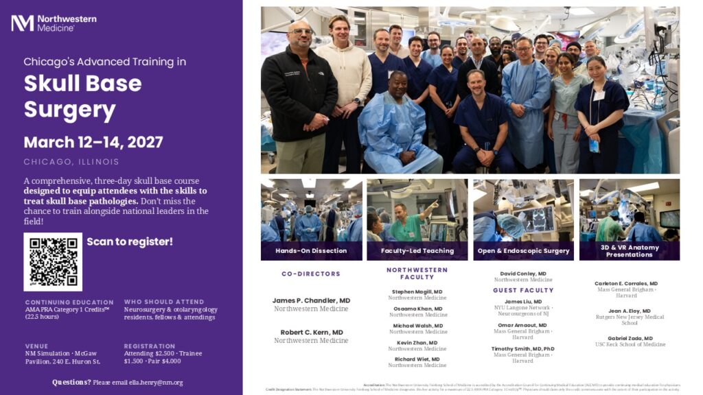 Northwestern’s Chicago 2027 Advanced Training in Skull Base Surgery