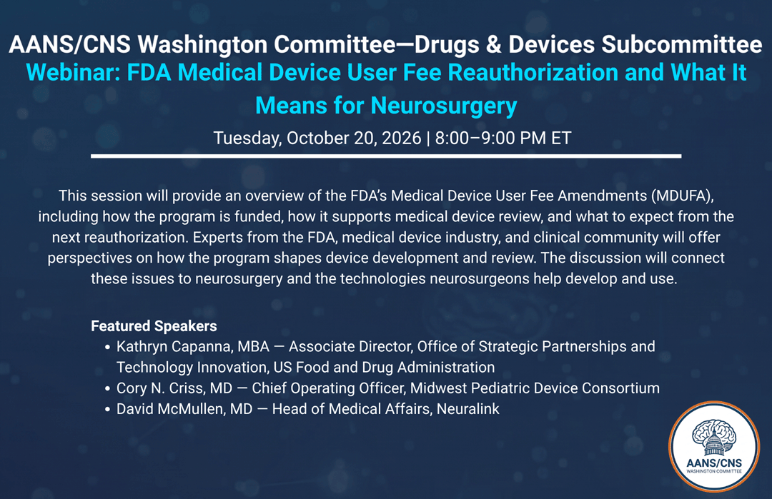 FDA Medical Device User Fee Reauthorization and What It Means for Neurosurgery